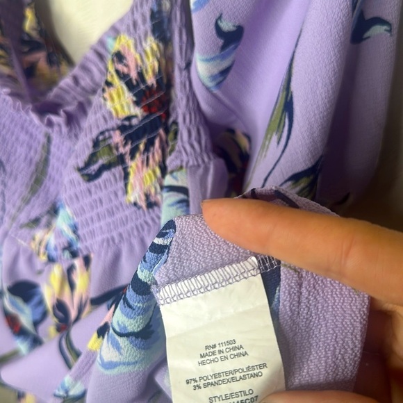 ❤️ LILY WHITE Beautiful Summer Purple Floral On Off Shoulder Women's small Top - Picture 9 of 9